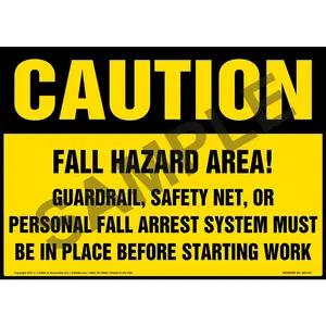 Caution: Fall Hazard Area - OSHA Sign