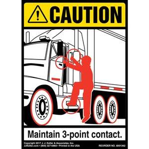 Caution: 3-Point Contact Label, Tractor - ANSI