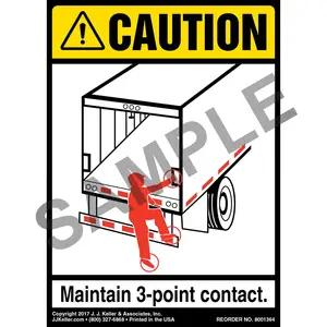 Caution: 3-Point Contact Label, Trailer Roll-Up Door - ANSI