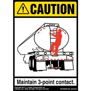 Caution: 3-Point Contact Label, Tanker - ANSI