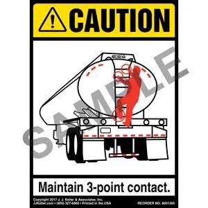 Caution: 3-Point Contact Label, Tanker - ANSI