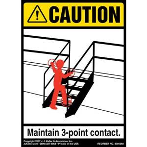 Caution: 3-Point Contact Dock Steps - ANSI Label