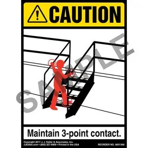 Caution: 3-Point Contact Dock Steps - ANSI Label