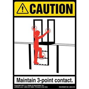 Caution: 3-Point Contact Agricultural/Farm Ladder - ANSI Label