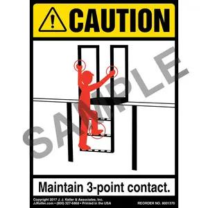 Caution: 3-Point Contact Agricultural/Farm Ladder - ANSI Label