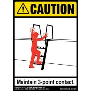 Caution: 3-Point Contact Containment Wall - ANSI Label