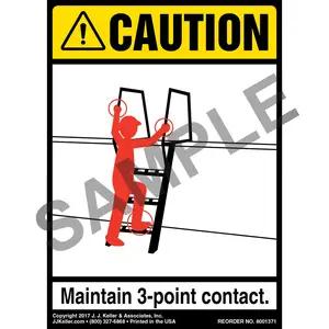 Caution: 3-Point Contact Containment Wall - ANSI Label