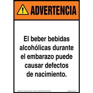 Warning: Drinking Alcoholic Beverages During Pregnancy Sign - ANSI, Spanish