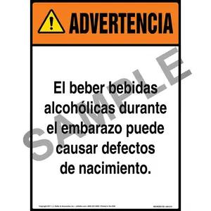Warning: Drinking Alcoholic Beverages During Pregnancy Sign - ANSI, Spanish