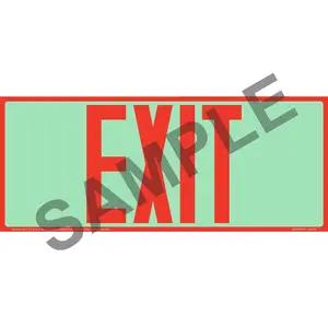 Exit Sign - Long Format, Red Text, Glow In The Dark