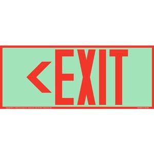 Directional Exit Left Sign - Red, Long Format, Glow In The Dark