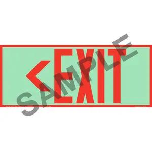 Directional Exit Left Sign - Red, Long Format, Glow In The Dark