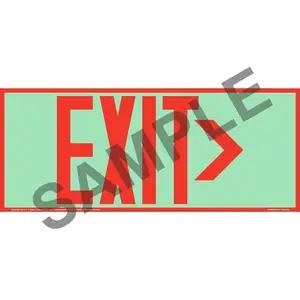 Directional Exit Right Sign - Red, Long Format, Glow In The Dark