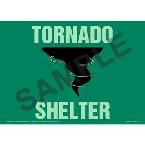 Tornado Shelter Sign with Icon - Glow In The Dark