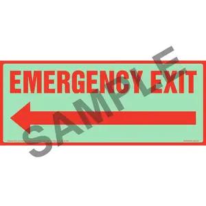 Emergency Exit Sign with Left Arrow - Glow In The Dark