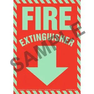 Fire Extinguisher Sign - Striped Border, Glow In The Dark