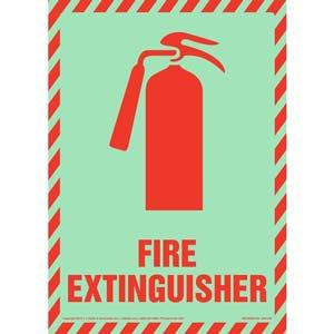 Fire Extinguisher Sign with Icon - Portrait, Glow In The Dark