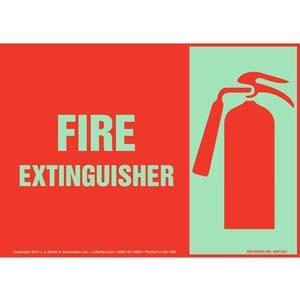 Fire Extinguisher Sign with Icon - Landscape, Glow In The Dark