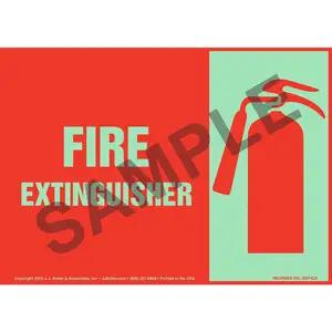 Fire Extinguisher Sign with Icon - Landscape, Glow In The Dark