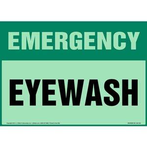 Emergency: Eye Wash Sign - Glow In The Dark