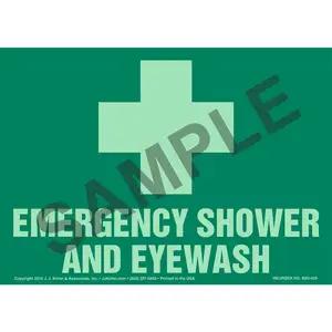Emergency Shower And Eyewash Sign with Icon - Glow In The Dark