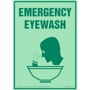 Emergency Eyewash Sign with Icon - Glow In The Dark