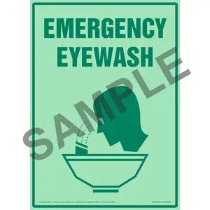 Emergency Eyewash Sign with Icon - Glow In The Dark