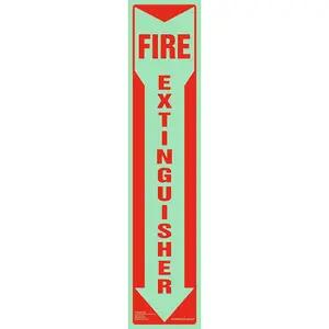Fire Extinguisher Sign - Down Arrow, Vertical, Glow In The Dark
