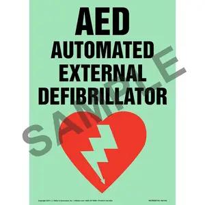 AED, Automated External Defibrillator Sign - Glow In The Dark