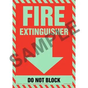 Fire Extinguisher, Do Not Block Sign - Glow In The Dark