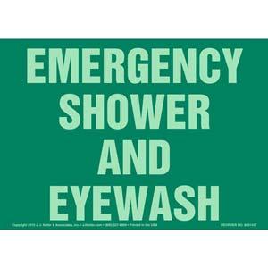 Emergency Shower And Eyewash Sign - Glow In The Dark