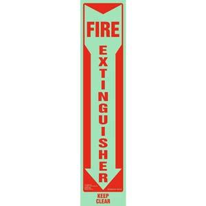 Fire Extinguisher, Keep Clear Sign - Vertical, Glow In The Dark