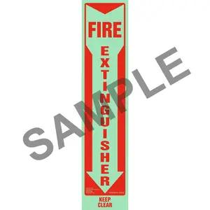 Fire Extinguisher, Keep Clear Sign - Vertical, Glow In The Dark