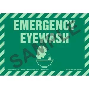 Emergency Eyewash Label with Icon - Glow In The Dark