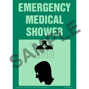 Emergency Medical Shower Sign with Icon - Glow In The Dark