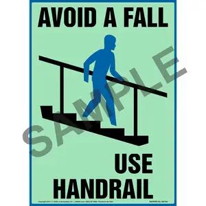 Avoid A Fall, Use Handrail Sign - Glow In The Dark