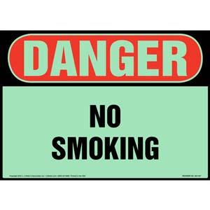 Danger: No Smoking Sign - OSHA, Glow In The Dark