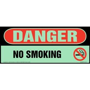 Danger: No Smoking Sign with Icon - OSHA, Long Format, Glow In The Dark