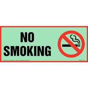 No Smoking Sign with Icon - Long Format, Glow In The Dark