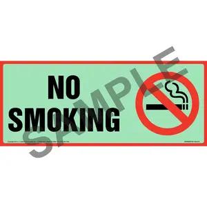 No Smoking Sign with Icon - Long Format, Glow In The Dark