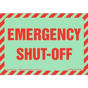 Emergency Shut-Off Label - Glow In The Dark