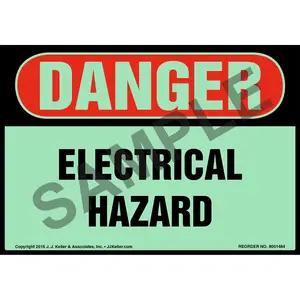 Danger: Electrical Hazard Label - OSHA, Glow In The Dark