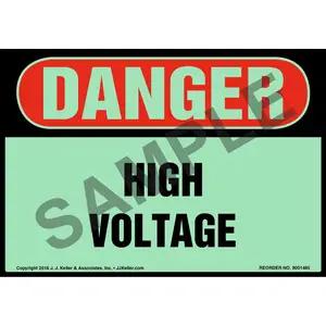 Danger: High Voltage Label - OSHA, Glow In The Dark