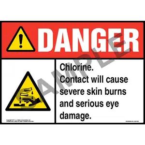Danger: Chlorine Sign with GHS Corrosion Icon - ANSI