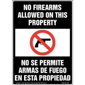 No Firearms Allowed On This Property - English & Spanish Sign with Graphic