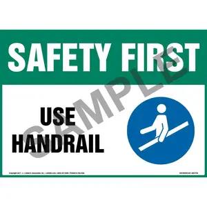 Safety First: Use Handrail Sign with Icon - OSHA