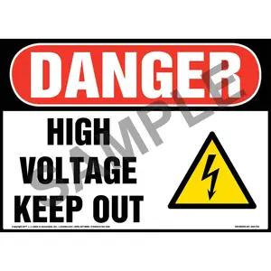Danger: High Voltage Keep Out Sign with Icon - OSHA