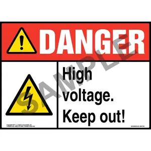 Danger: High Voltage. Keep Out! Sign with Icon - ANSI