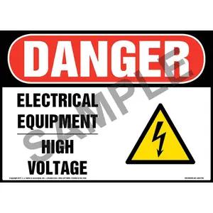 Danger: High Voltage Sign with Icon - OSHA