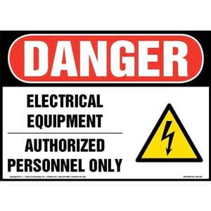 Danger: Electrical Equipment Authorized Personnel Only Sign with Icon - OSHA